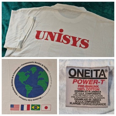 Vintage Unisys Computer Tech Company T Shirt Men's XL Single Stitch Double Sided