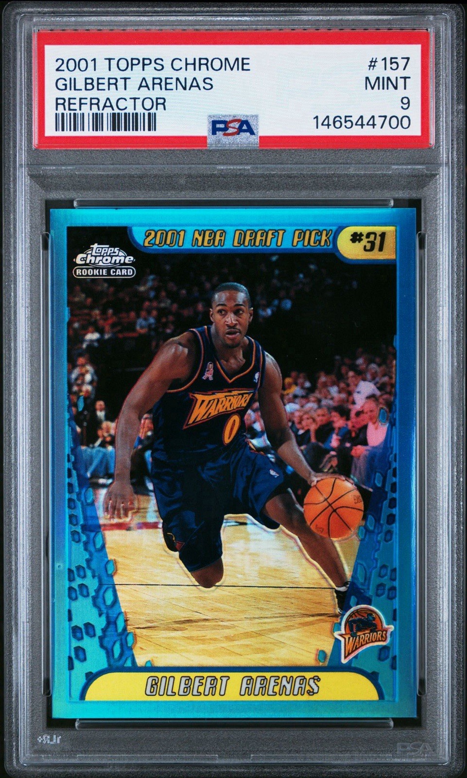 2001-02 TOPPS CHROME REFRACTOR RC GILBERT ARENAS PSA 9 MINT