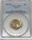 1913-D  Buffalo Nickel Type 2  PCGS Mint State 64