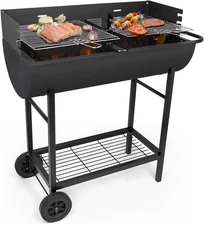 Charcoal Barrel Grill, Large Stainless Steel Grill for Backyard Camping Picnic a