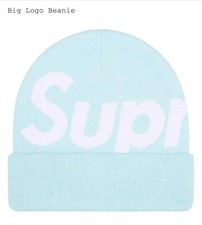 Supreme Light Blue Big Logo Beanie In Hand