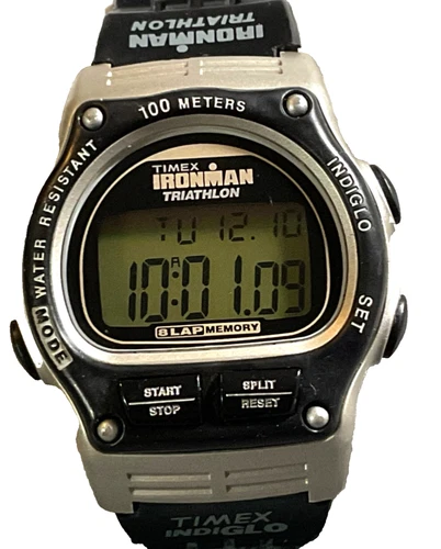 TIMEX 746 J2 VNTG IRONMAN TRIATHLON WATCH 8-LAP MEMORY 38mm NEW BATTERY PRISTINE