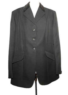LADIES PHOENIX VELVET COLLAR HACKING RIDING JACKET 42'' 107 CM BLACK UK 16