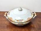 Noritake N191 Round Covered Vegetable Bowl Floral Bouquet Gold Trim c1940 Japan — photo 2