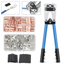 140PCS Copper Lugs Ring Terminals Bare Battery Welding Crimp Wire Connectors Kit