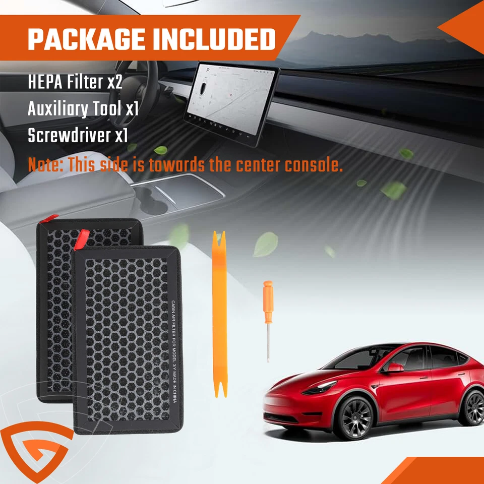 Paquete de 2 filtros de aire de cabina de carbón activado para Tesla modelo 3 Y EE. UU. Foto 3 de 4