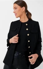Pomander Place+Tuckernuck Black Tweed Jennings Jacket Gold Buttons | Large | NWT