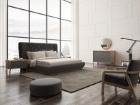 Design Komplett Schlafzimmer Bett Holz 2X Nachttische Kommode Mit Spiegel
