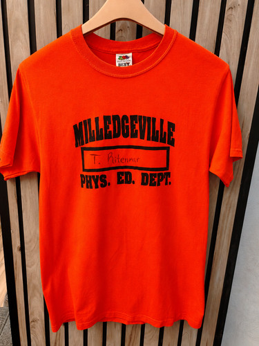 Vintage Fruit of the Loom BEST Milledgeville Phys Ed Dept T-Shirt M Orange 50/50