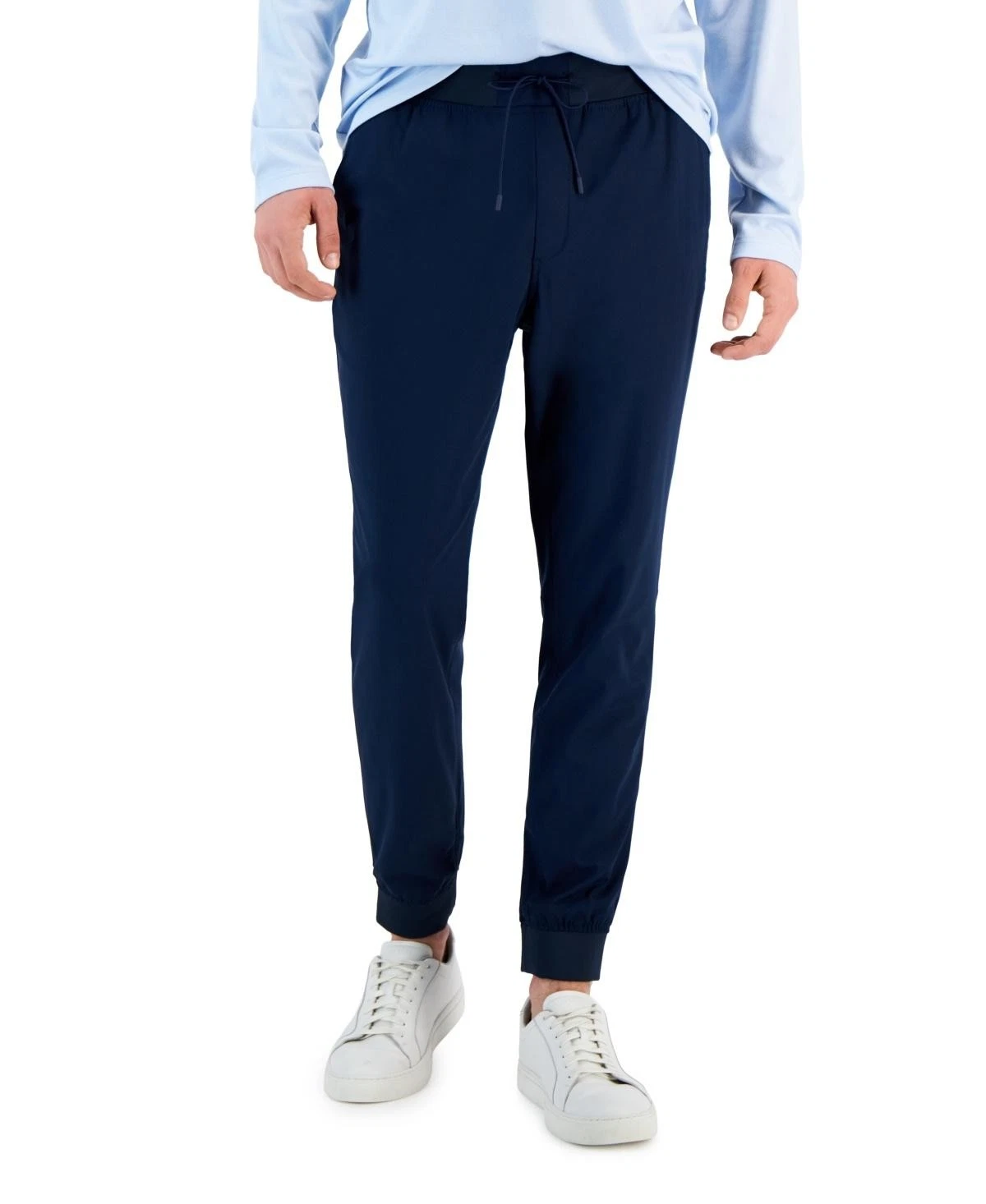 Alfani Jogger Pants Men Size L Blue Neo Navy Elastic Waist Pocket Drawstring $60