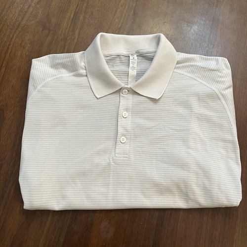 Lululemon Polo Shirt Mens XL White Short Sleeve Golf Athleisure - Picture 1 of 9