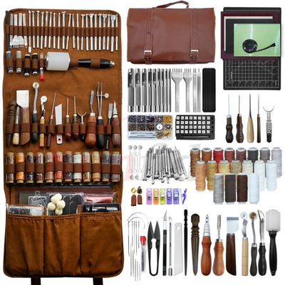 #ad #ad Leather Tooling Kit Craft Tools Leather Working Kit with Cutting Mats Crafts $100.94