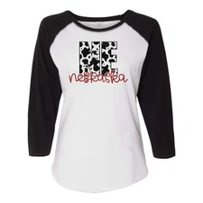 Nebraska Cow Print Baseball Tee | Multiple Sizes | Nature Finds & Designs