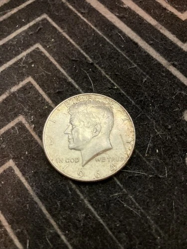 1964 Kennedy Silver Half Dollar Coin Accented Hair