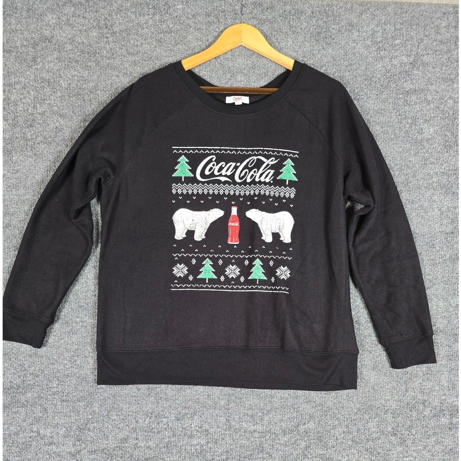 Coca Cola Christmas Ugly Sweater Style Sweatshirt Women XL Polar Bears Trees