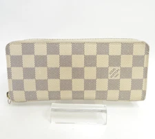 Authentic LOUIS VUITTON Damier Azur Portefeuille Clemence Zippy Wallet S#48194