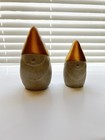 2 Target Gnome Figurines Concrete Style with Gold Hats Modern Rustic Décor