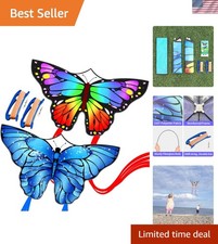 Rainbow  Blue Butterfly Kites for Kids and Adults - Large 55" Beach Kites
