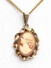 Cameo Pendant Necklace Vintage Victorian Edwardian Revival Jewelry Gift 16 - 18”