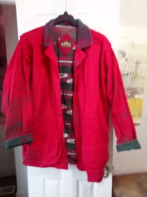 Men's Vintage Greatland Apparel/Winter Red Canvas And Green Corduroy Coat