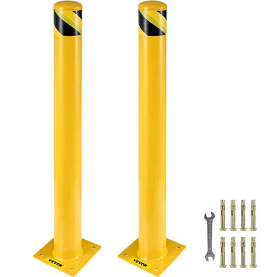 Uimoso Safety Bollard Steel Traffic Post Yellow Pipe Steel Barrier 42" H 5.5" D