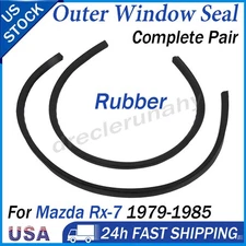 Door Window Outer Belt Weatherstrip Seal Pair Fits 1979-1985 Mazda RX-7 Rubber