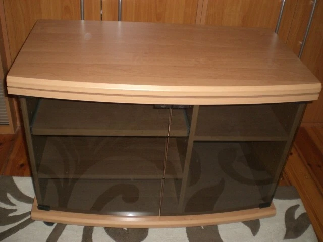 TOP! NEU w Fernseh Phono Schrank mit getönten Glastüren drehbare Platte u Rollen