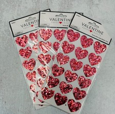 3pks Glitter Heart Stickers Stickers Planner Papercraft Crafts Valentine's Day