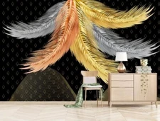 3D Graphic Feather G4277 Wallpaper Wall Murals Removable Self-adhesive Honey