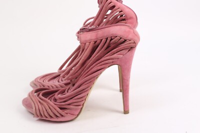 Kathryn Amberleigh Pink Suede Strappy Ankle Zip Platform Heel Sandals Size 6M