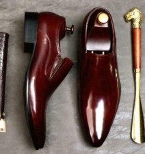 Mens Real Leather Business Shoes Pointy Toe Slip on Wedding Oxfords Formal New