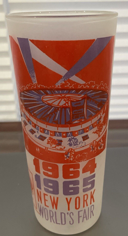 NEW YORK 1964 1965 WORLD'S FAIR FROSTED DRINKING GLASS - WORLD'S FAIR CIRCUS