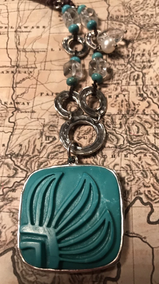 Silpada N2326 Sterling Silver Howlite Pearl "Aqua Grace" Necklace Was $99 - Image 2 of 3