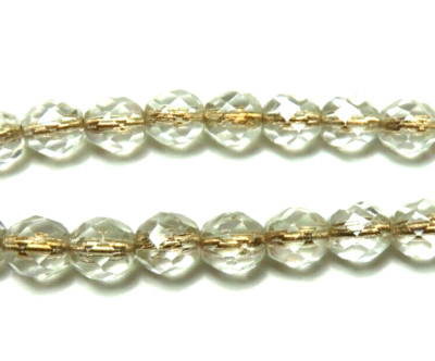 25 Pcs ~ BRONZE LND CRYSTAL AB ~ 8mm ROUND FACETED ~ FIRE POLISH GLASS BEADS