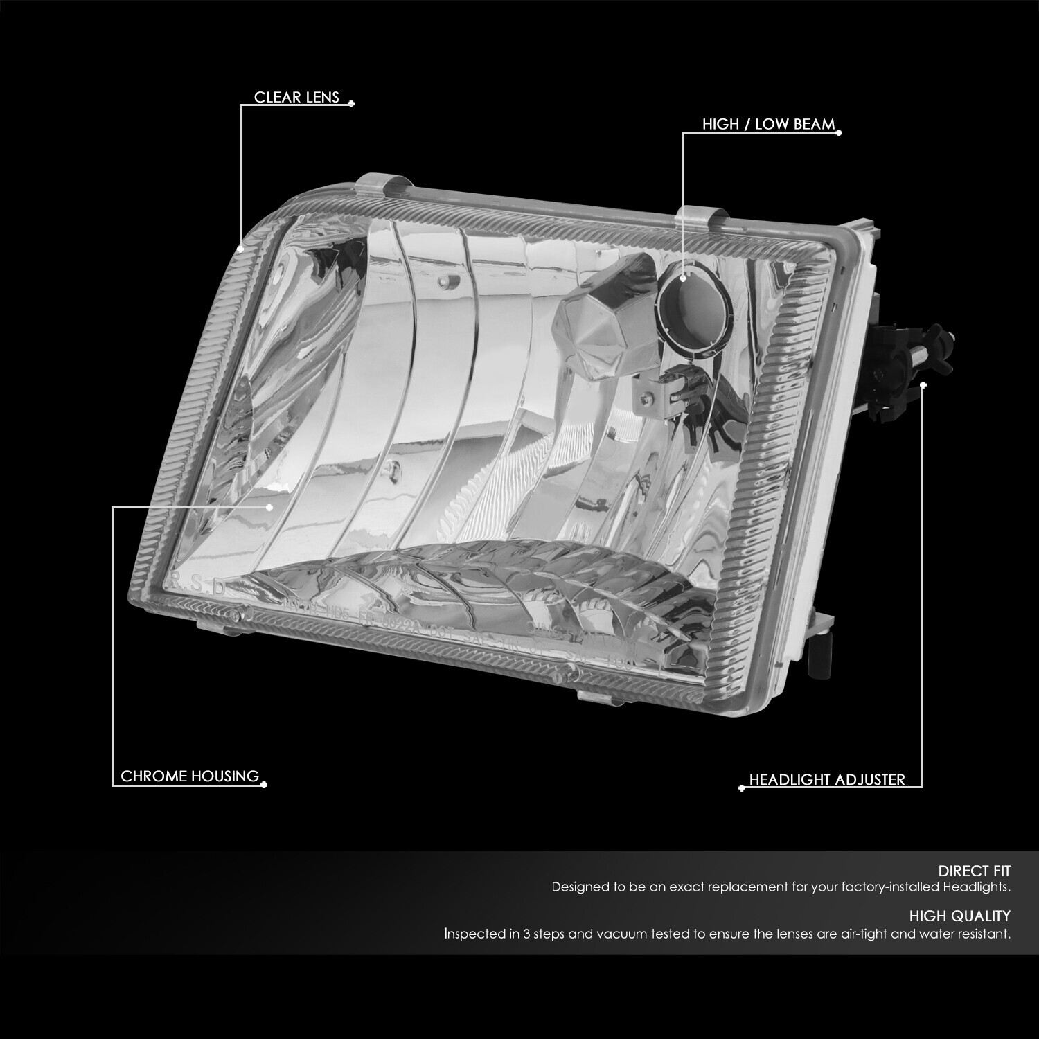 FOR 1993-1997 FORD RANGER EURO CRYSTAL HEADLIGHTS W/LED KIT SLIM STYLE ...