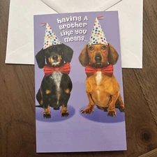 Birthday Brother And Friend Cute Dogs Party Hat 5'x7.75" Stockwell Greeting Card