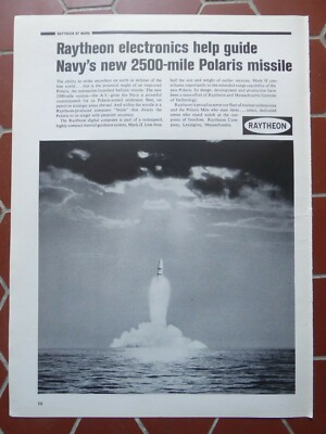 8/1963 PUB RAYTHEON ELECTRONICS US NAVY A-3 POLARIS MISSILE ORIGINAL ANZEIGE