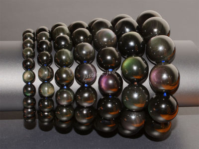 Natural Rainbow Eye Obsidian Round Beads Stretchable Bracelet 6mm- 20mm