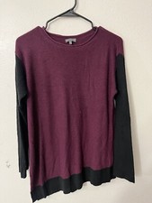 VINCE CAMUTO WOMEN'S MAROON RIBBED DETAIL MAROON LONG SLEEVE SWEATER SIZE Medium