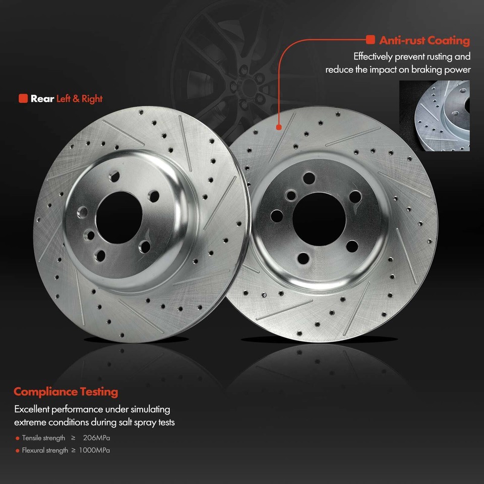 Front & Rear Drilled Brake Rotor & Ceramic Brake Pad for BMW 550i 650i