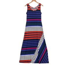 Calvin Klein Maxi Tank Dress Womens Size 6 Multi Striped Sleeveless Round Neck