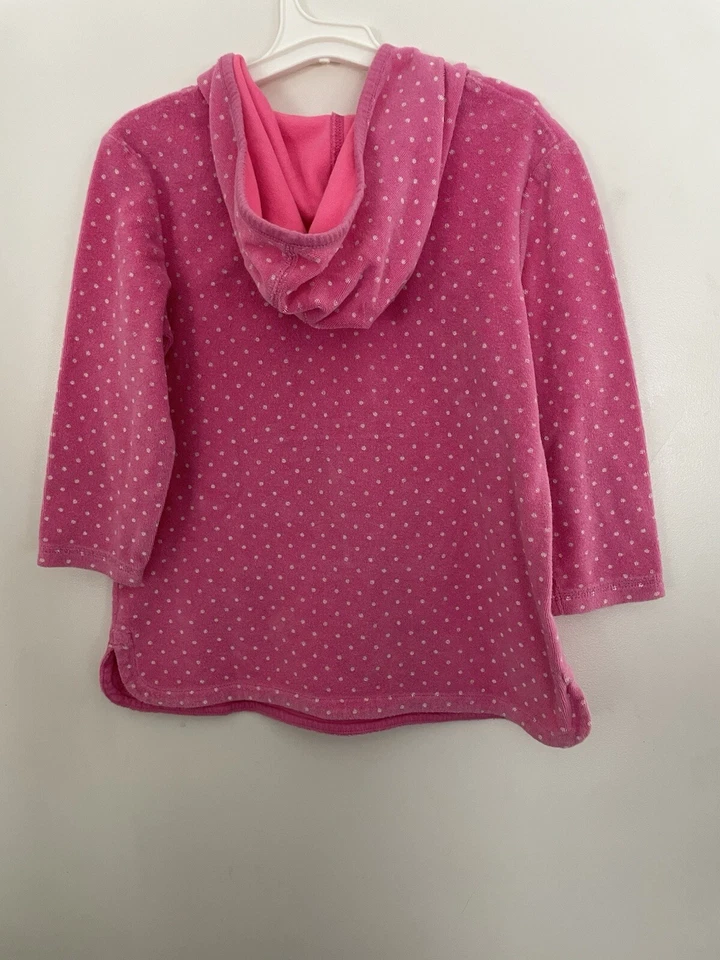 Circo Toddler Girl Small Polka Dot French Terry Hooded Long Sleeve Shirt Pink 5T - Image 4 of 4