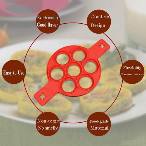 2 Pack Silicone Pancakes Mold 7 Holes Baking Fat Reducing Egg Poacher UK Seller - Picture 5 of 5