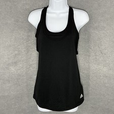 Adidas Bra Tank Top Women Sz Small Periforated Racerback Black Athletic Wear