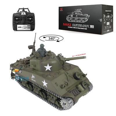 砲身リコイル&メタル版 ヘンロン1/16 U.S. M4A3 SHERMAN Henglong 1/16 FPV 7.0 M4A3 Sherman RTR RC Tank 3898 360° Turret