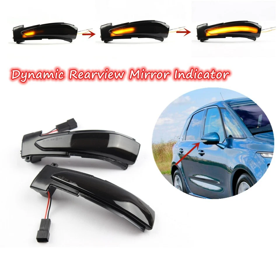 LED Side Mirror Sequential Dynamic Turn Signal Light For Peugeot 508 Citroen C4 - Image 2 of 4