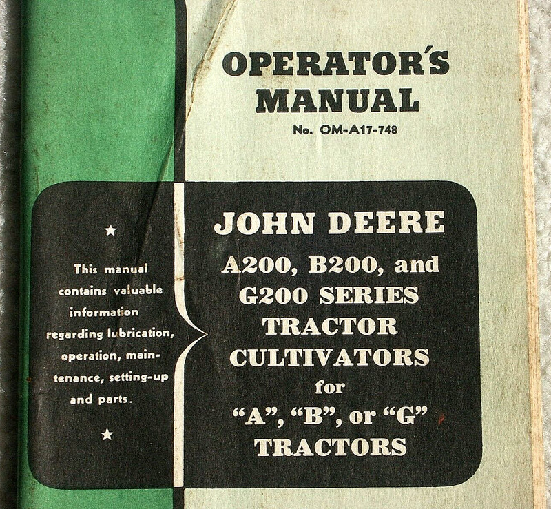 John Deere Tractor Cultivators A200 B200 G200 Manual Guide 