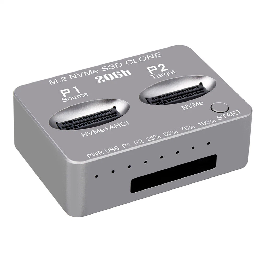 M.2 NVMe AHCI Duplicator USB3.2 Dual Bay Offline Clone Mobile Hard Drives Dock