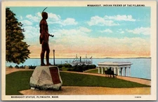 Massasoit Statue Plymouth Massachusetts Postcard C836