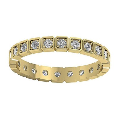 1 Ct Round Diamond Full Eternity Wedding Band Ring 14K Yellow Gold Over ...